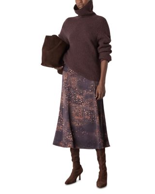 Spotted Animal Midi Satin Skirt