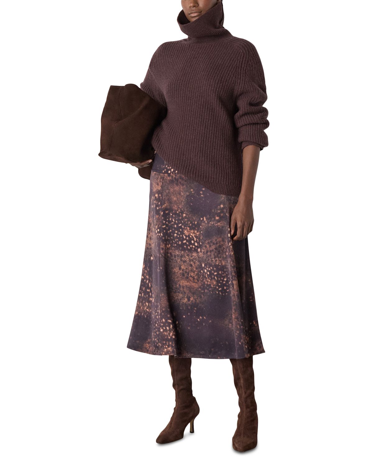 Spotted Animal Midi Satin Skirt thumbnail 2
