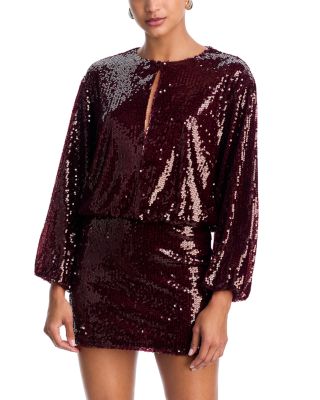 Sequin Long Sleeve Mini Dress - Exclusive