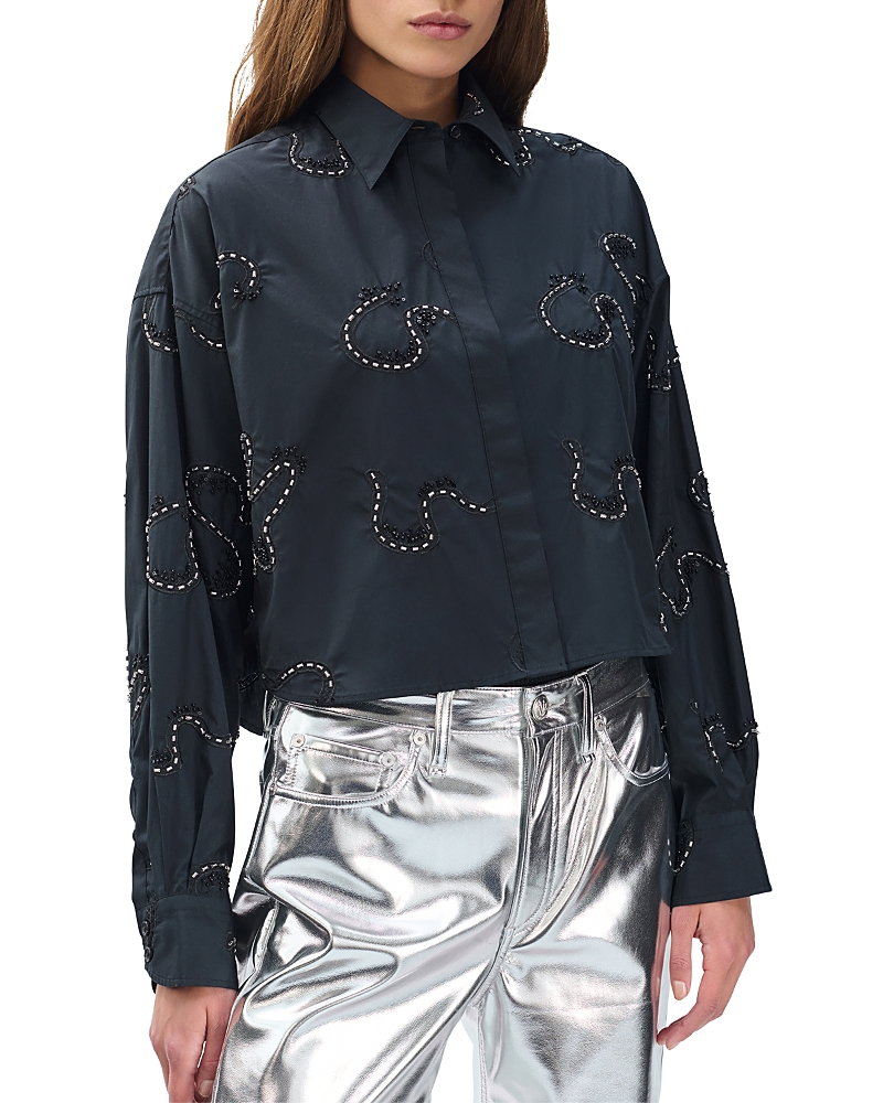 Rag & Bone Beatrice Embroidered Shirt In Blue