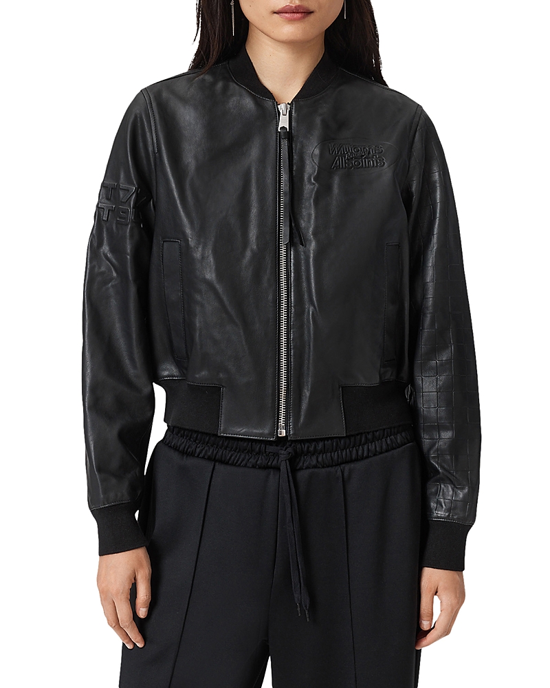 Allsaints X Williams F1 Racing Orten Leather Bomber Jacket In Black
