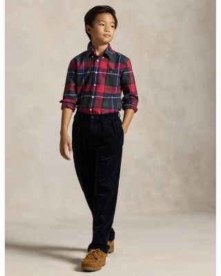 Boys' Plaid Cotton Oxford Shirt - Big Kid