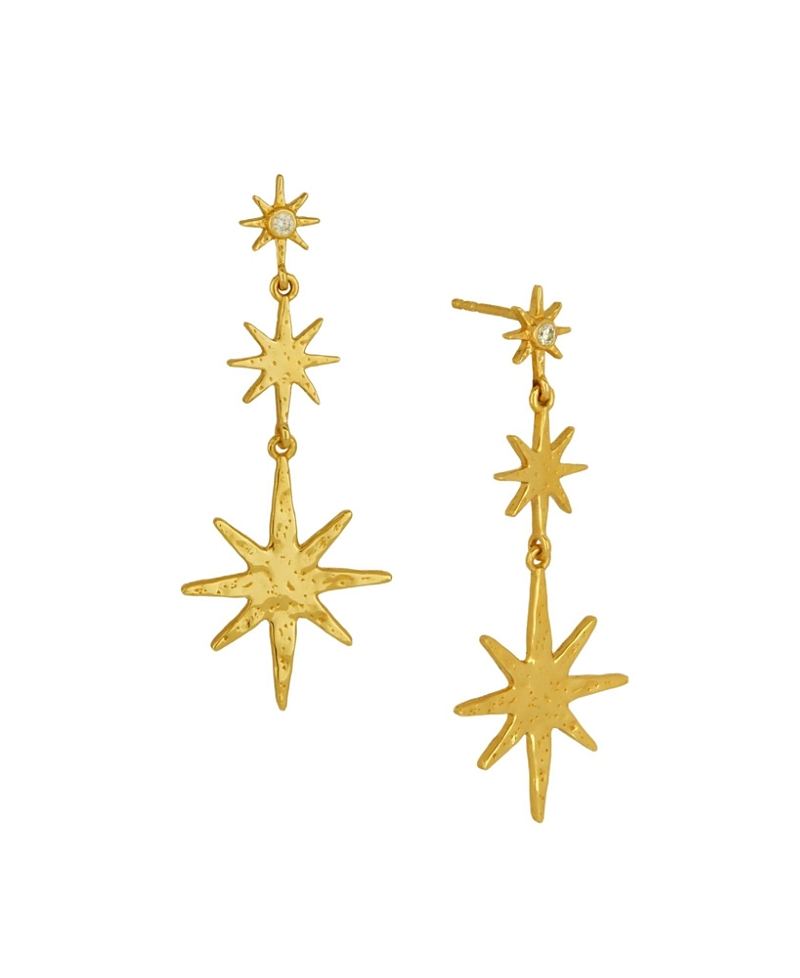 Ottoman Hands Star Drop Earrings In Gold