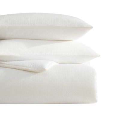 Threaded Basketweave Cotton 3 Piece Comforter Set, Queen