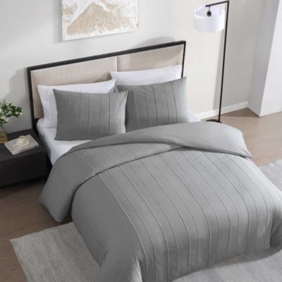 Woven Tucks Jacquard 3 Piece Comforter Set, Queen 