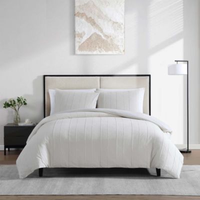 Woven Tucks Jacquard 3 Piece Duvet Cover Set, Queen 