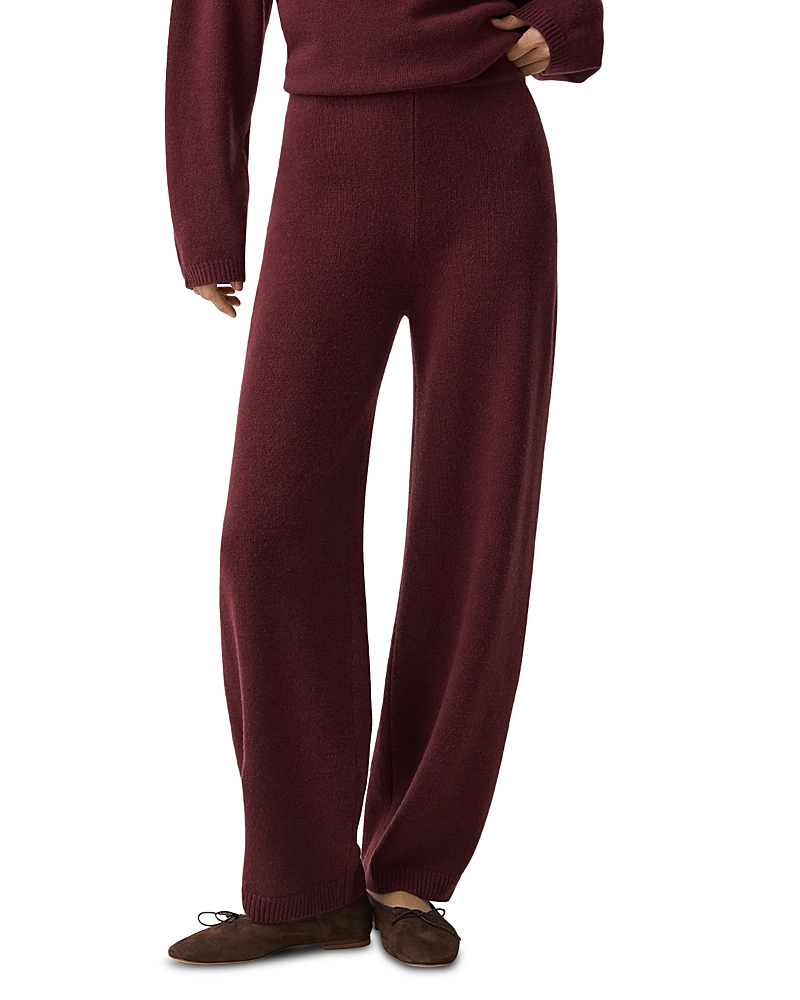 Theory Felted Wide Leg Pants In Wool Cashmere In Burgundy