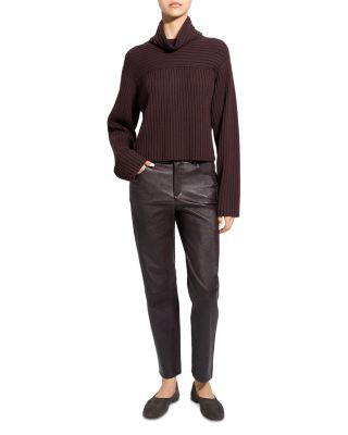 Wool Ribbed Mock Neck Sweater