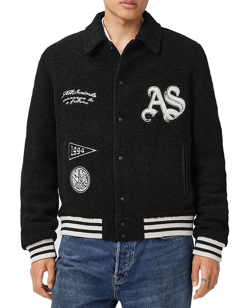 Allsaints Baum Textured Varsity Jacket Allsaints Baum Textured Varsity Jacket