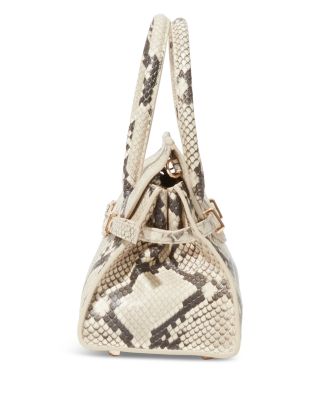 River Small Snake Embossed Leather Top Handle Bag