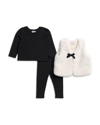 Girls' Faux Fur Vest, Top & Leggings Set - Baby