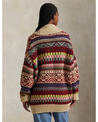 Geometric Shawl-Collar Zip Cardigan