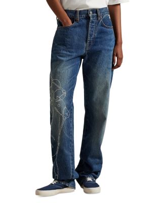 Embroidered Relaxed Straight Jeans