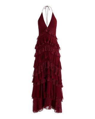 Liana V Neck Ruffle Maxi Dress