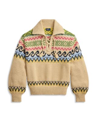 Fair Isle Lace-Up Sweater