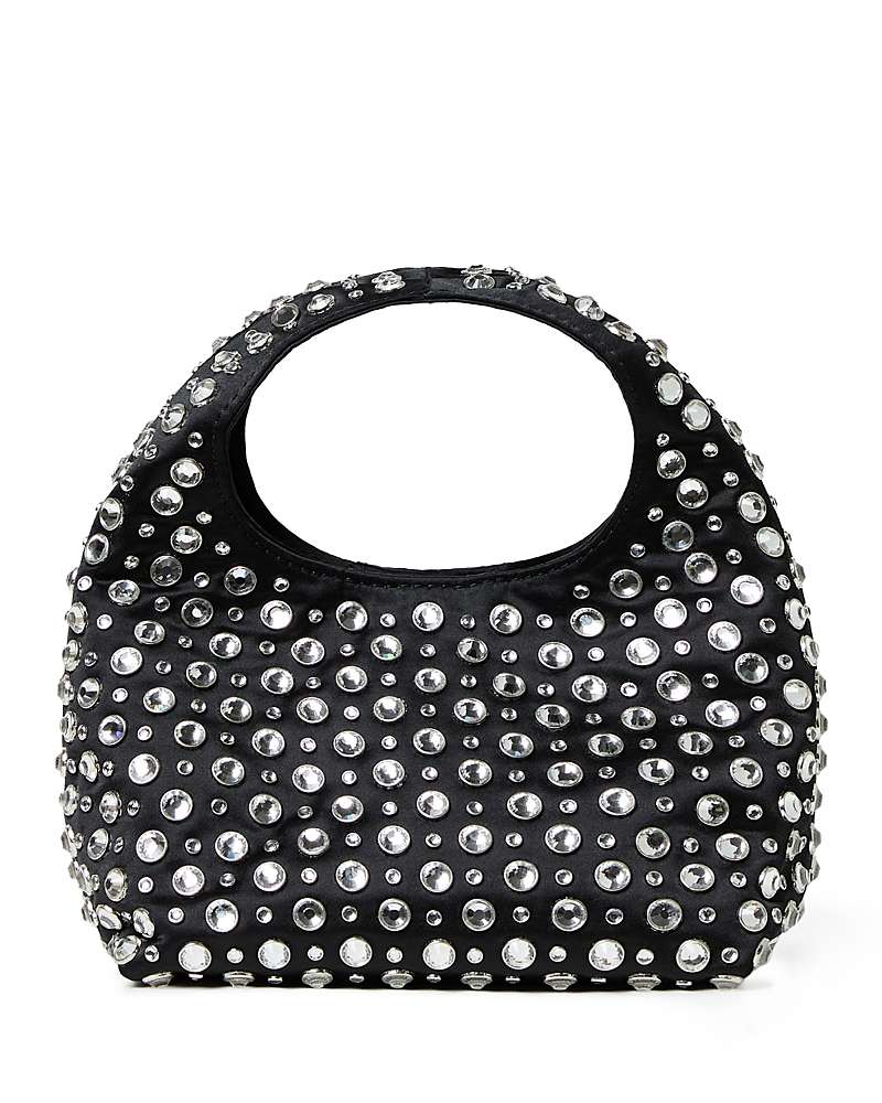 Loeffler Randall Kenzie Small Rhinestone Embellished Bucket Clutch In Black