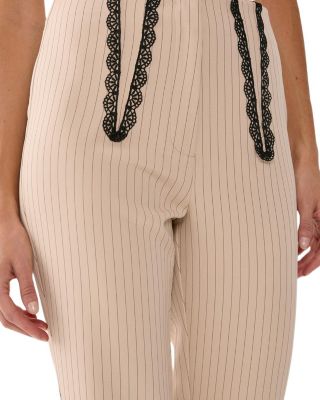 Lace Trim Tailored Flared Pants