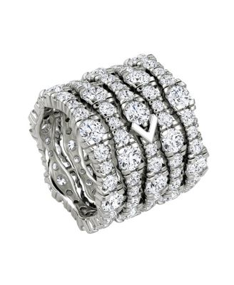  5 Row Pave Ring in 14K Gold, 7.76ctw Round Brilliant Lab Grown Diamonds