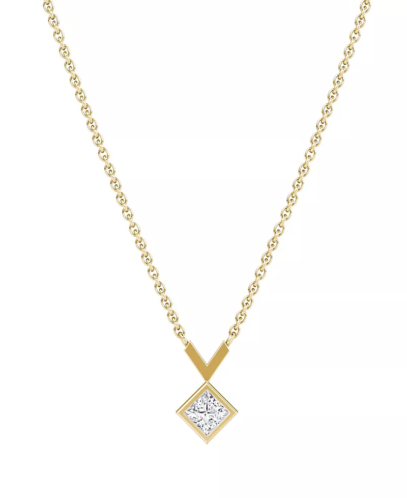 Vrai Arrow Necklace in 14K Gold, 0.25ctw Princess Lab Grown Diamond