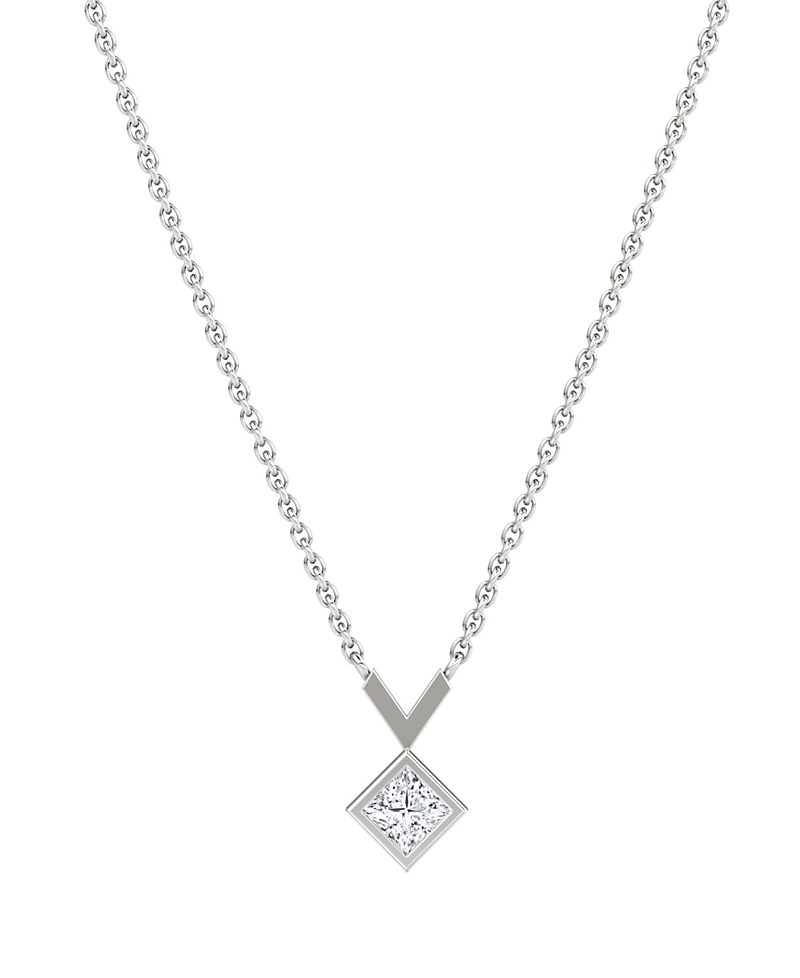 Vrai Arrow 14k White Gold Diamond Necklace In Silver