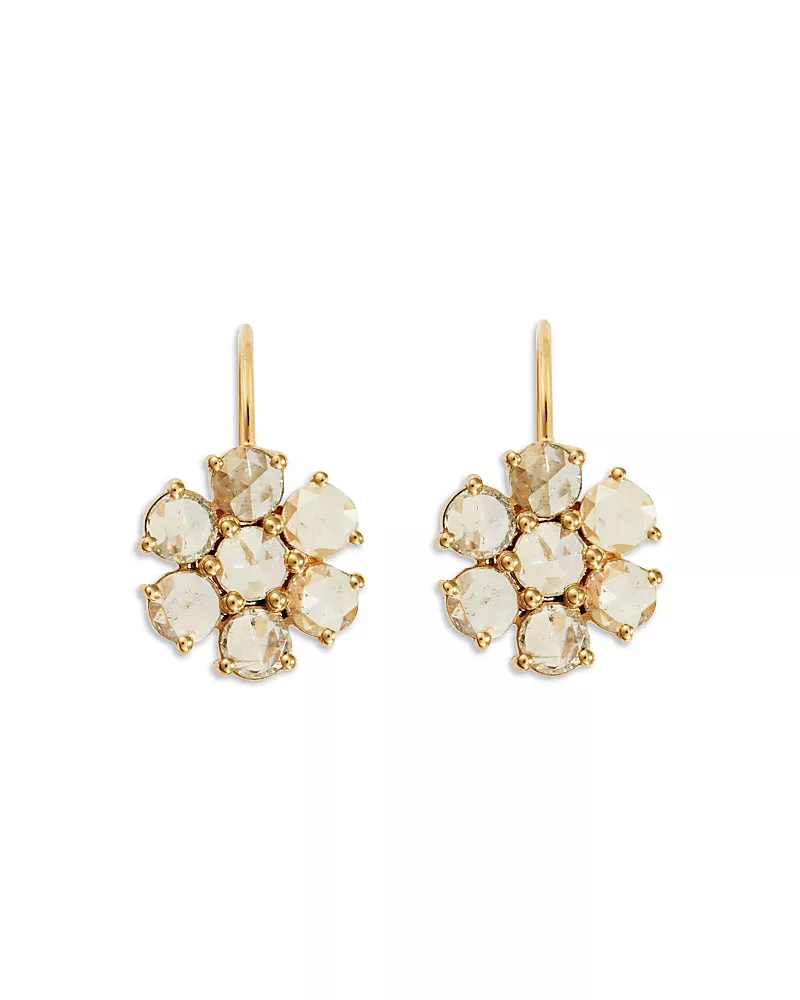 Ileana Makri 18K Yellow Gold Florescence Lab Grown Champagne Diamond Daisy Bloom Drop Earrings