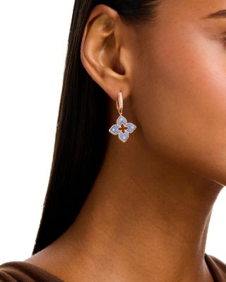 Blue Titanium & 18K Rose Gold Venetian Princess Diamond Dangle Hoop Earrings