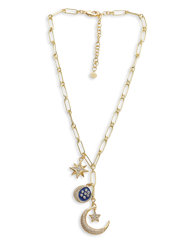 Aqua Cubic Zirconia Celestial Charm Lariat Necklace, 17-19 - Exclusive