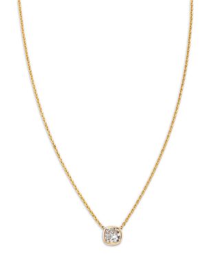 Luxe Collection Certified Lab Grown Diamond Cushion Bezel Solitaire Pendant Necklace in 14K Yellow Gold, 1.5 tcw