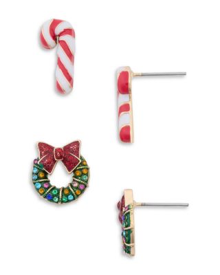 Candy Cane & Mistletoe Earrings Set