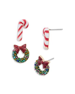 Candy Cane & Mistletoe Earrings Set
