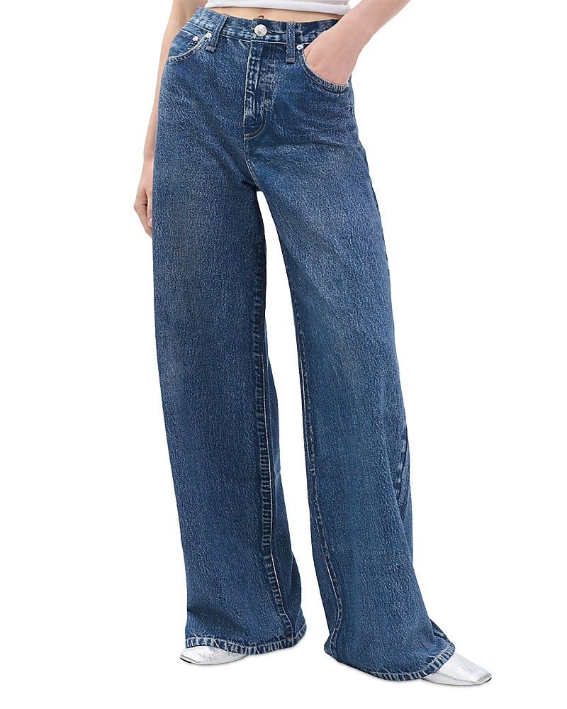 rag & bone Miramar Sofie High Rise Wide Leg Terry Sweatpant Jeans in Almda