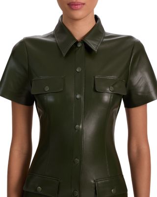 Jamie Faux Leather Collared Dress