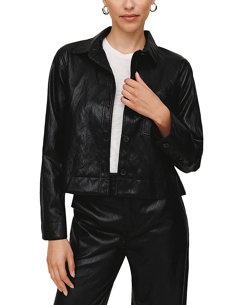 Bella Dahl Crop Faux Leather Jacket In Black