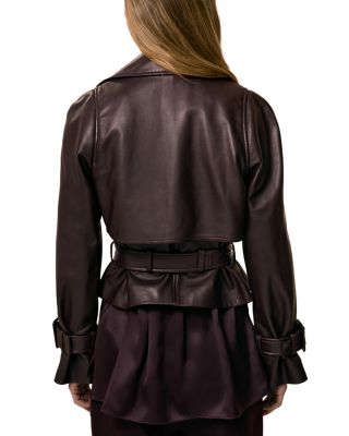 Bodie Belted Cropped Leather Trench Jacket