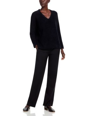 Fringed Cotton V Neck Sweater