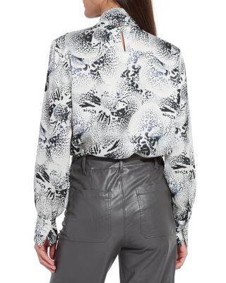 Onyx Embellished Tie Neck Blouse 