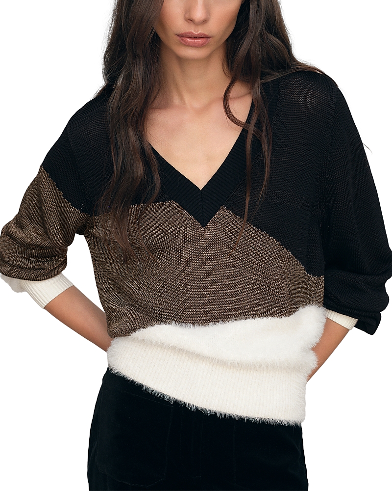 Reiss Metallic Patterned Sweater In Multi