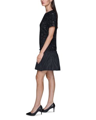 Chenille Sequin Mesh A Line Dress