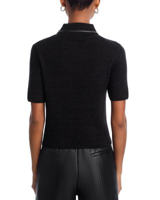 Caterina Faux Leather Trim Sweater 