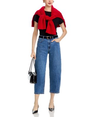 High Rise Cropped Barrel Jeans in Indigo - Exclusive