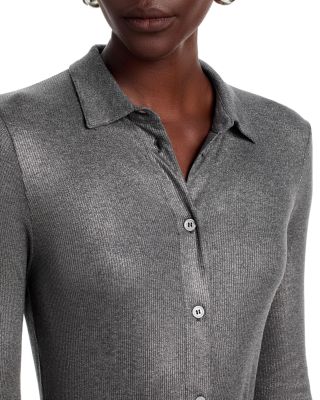 Soft Touch Metallic Rib Long Sleeved Shirt