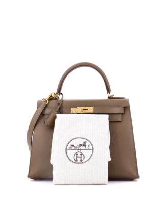Kelly 28 Handbag Brown Madame with Gold Hardware