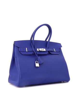 Birkin 35 Handbag Blue Epsom with Palladium Hardware