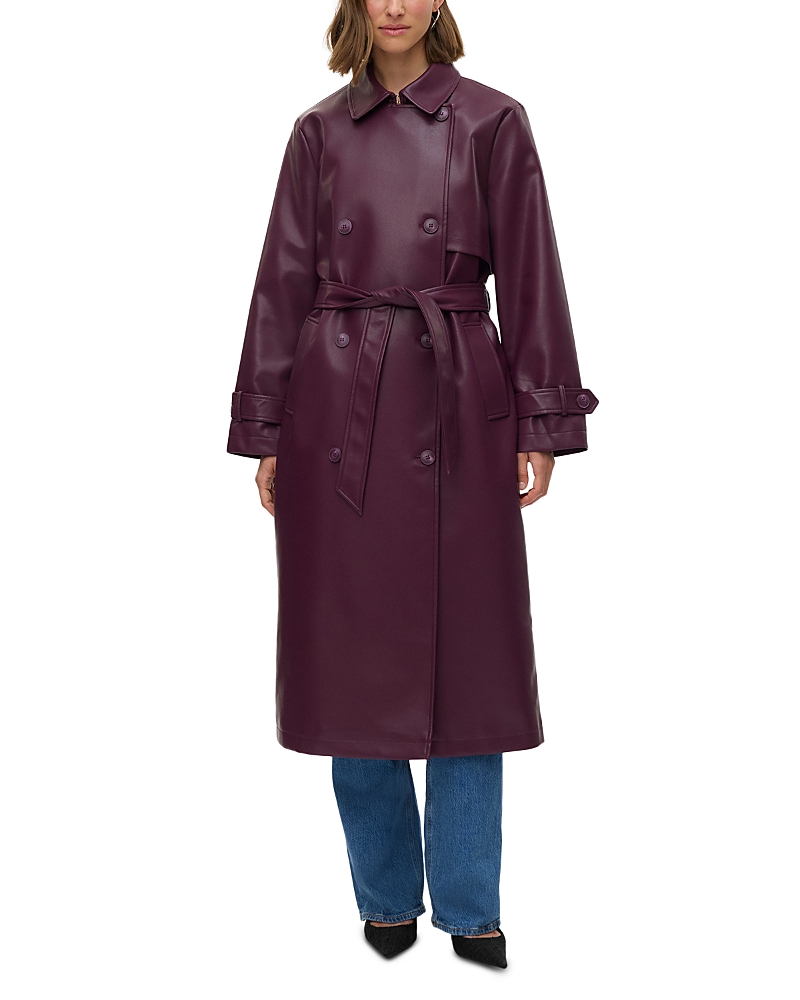 Vero Moda Vmamalie Long Coated Trench Coat In Brown
