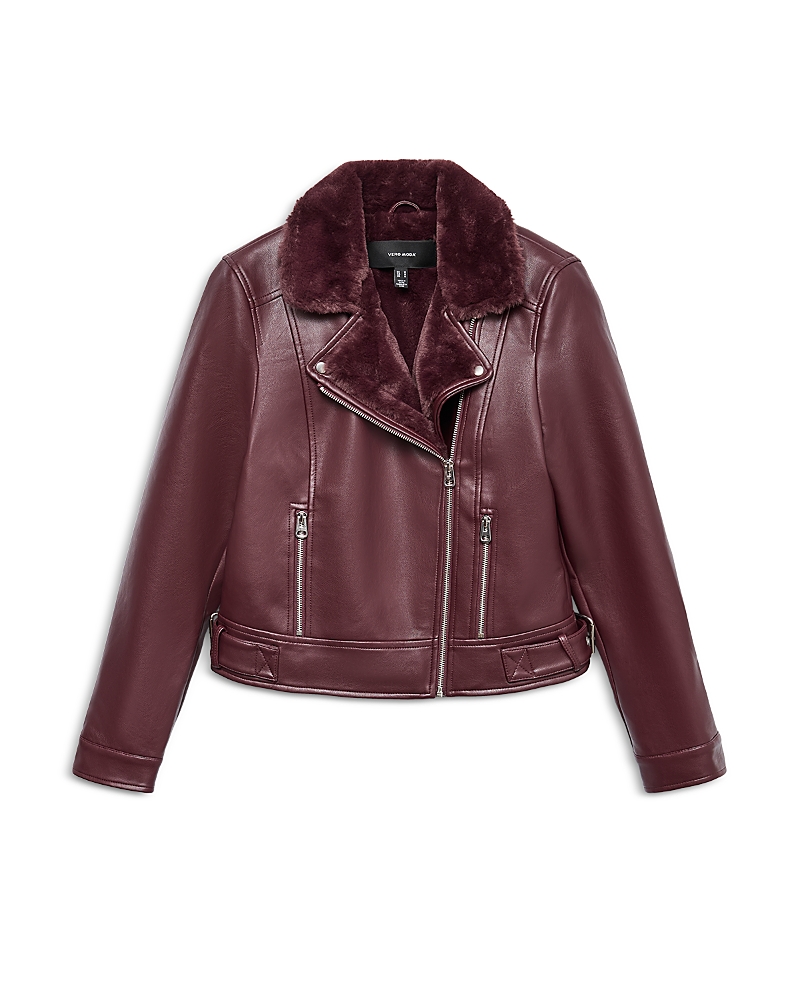 Vero Moda Hailey Short Coated Jacket In Burgundy