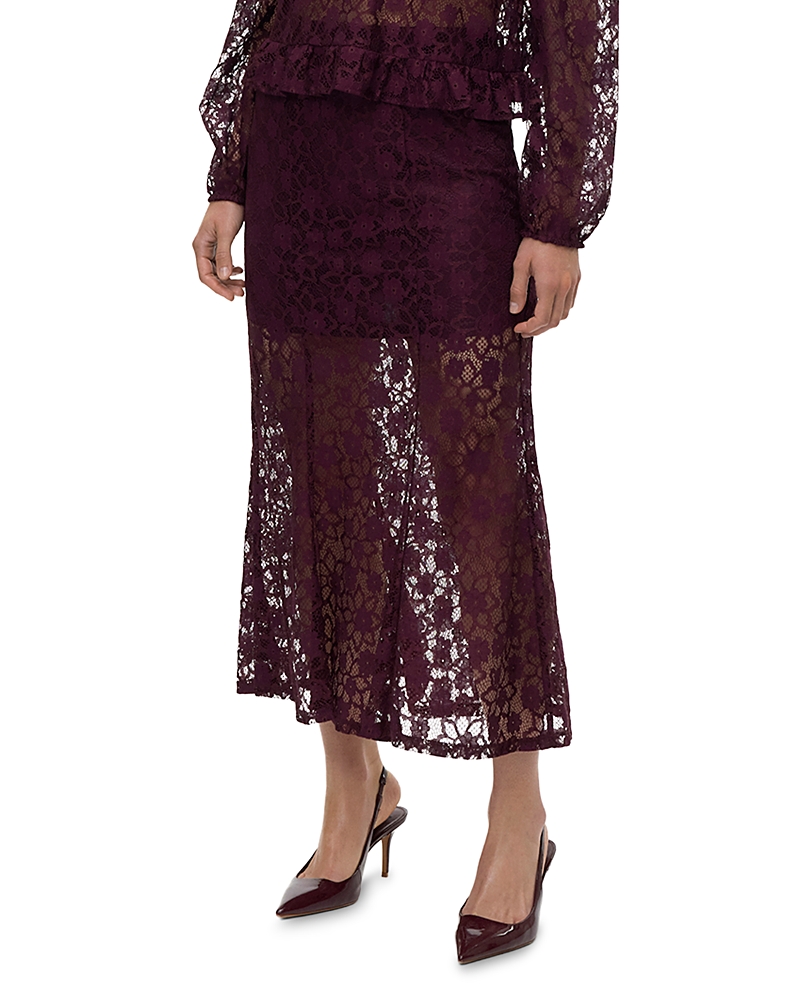 Vero Moda Meta Lace Skirt In Burgundy