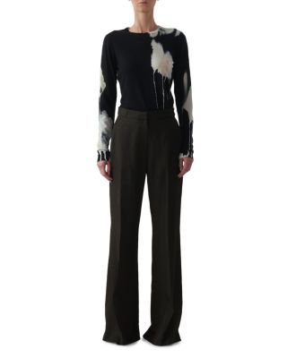 Watercolor Floral Merino Wool Crewneck Sweater