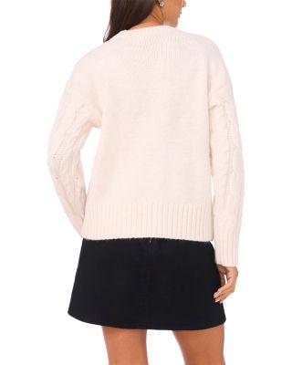 Sequin Cable Knit Long Sleeve Crewneck Sweater