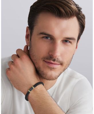 Two Tone Matte Black Ceramic Black Diamond Bracelet, 9mm