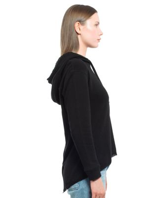  Vented Back High-low Lace Hem Hoodie